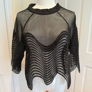 Chic Black Mesh Wave Top